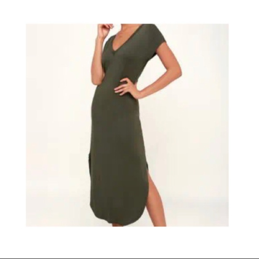 Lulu’s Army Green Maxi T-shirt Dress